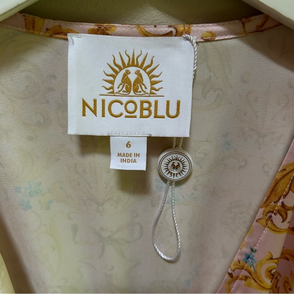 NICoBLU~new ~Cressida Short Wrap Dress ~Blush Pink French Regency Ribbons size 6 - Picture 5 of 16